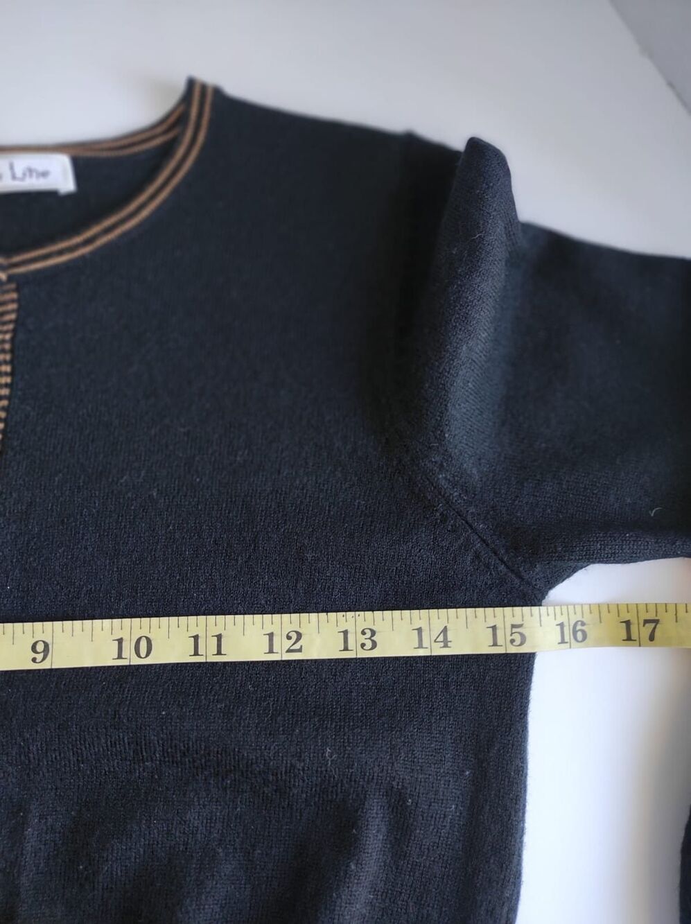 Golden Line 100% Wool Cardigan Black Brown Striped Trim XXS XS Women Button Up - Picture 5 of 16